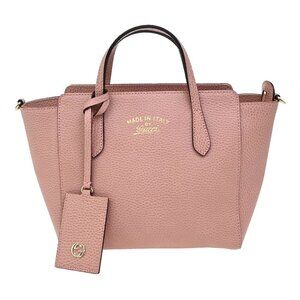 GUCCI Logo Swing Mini Hand Bag Leather Pink Made In Italy 79FC002